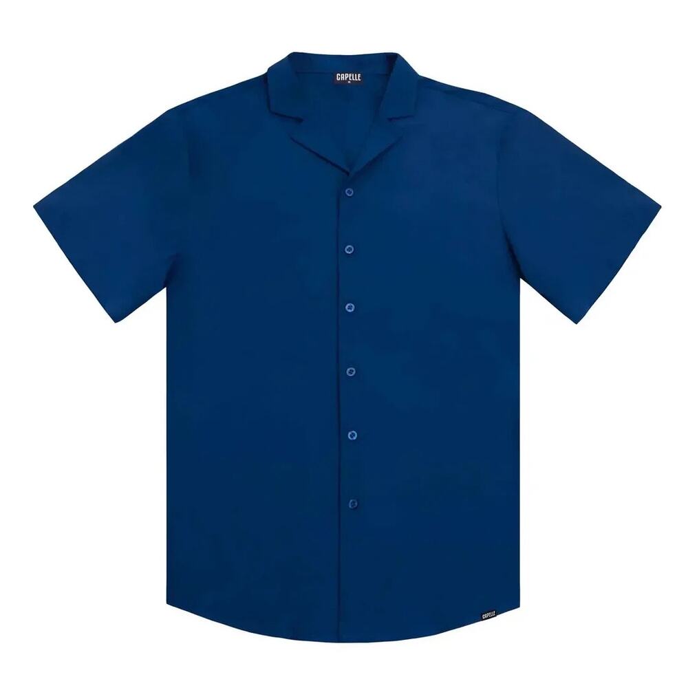 Capelle Miami Men’s Short Sleeve Tailored Fit Button-Down Shirt in Blue Sapphire